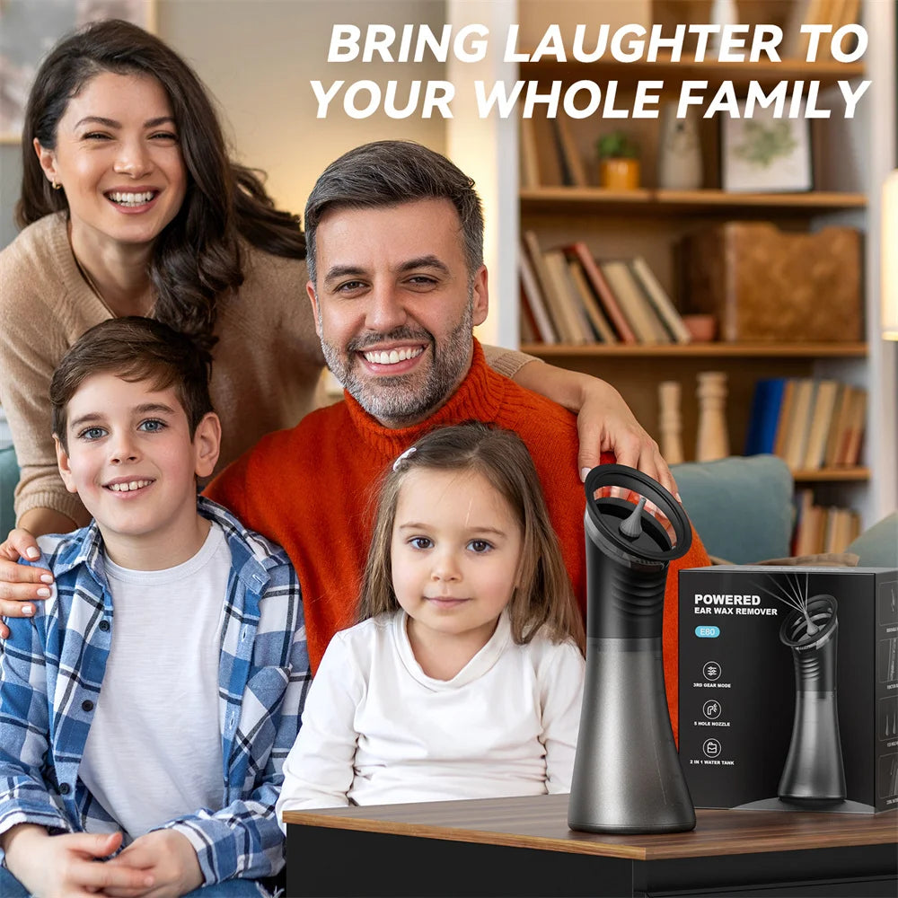 Safe Electric Ear Wax Removal Kit with Waste Tank 3 Pressure Modes LED Display & Wastewater Recovery 2000mAh Battery USB-C Charg