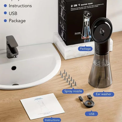 Safe Electric Ear Wax Removal Kit with Waste Tank 3 Pressure Modes LED Display & Wastewater Recovery 2000mAh Battery USB-C Charg